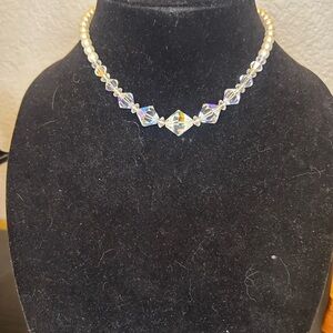 Crystal Aurora FauxPearl Necklace - Women Jewelry